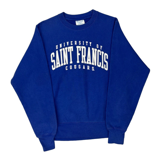 Reverse Weave Champion College Sweatshirt - Small Blue Cotton