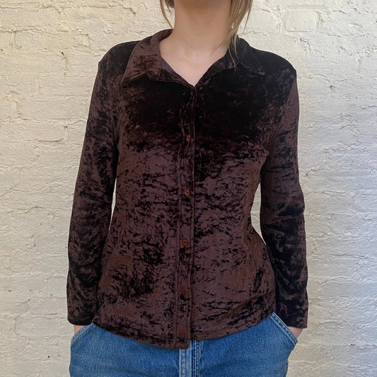 Vintage brown Velour Dolce & Gabbana Overshirt - womens x-large