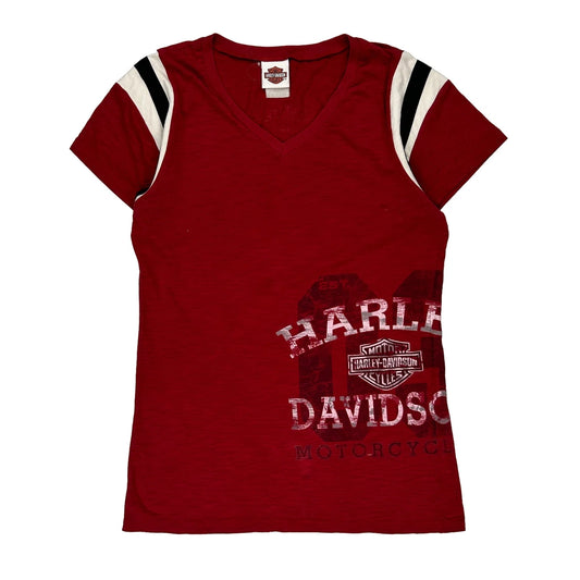 Rocky Mountain Harley Davidson Graphic T-Shirt - Small Red Cotton