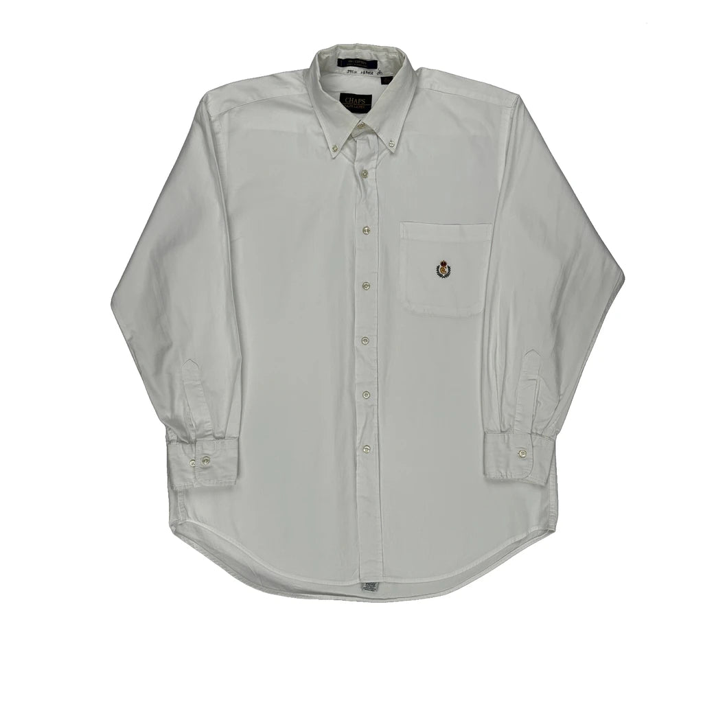 chaps white dress shirt Chaps Boys 7 White Button LS Dress Shirt Cotton Blend Pocket Preppy Classic