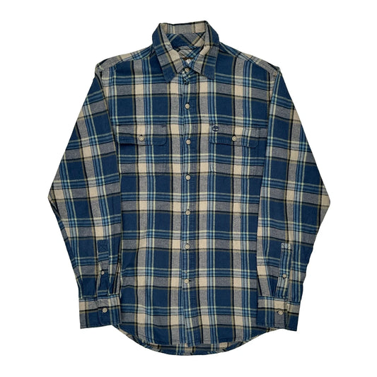 Timberland Checked Flannel Shirt - Small Blue Cotton