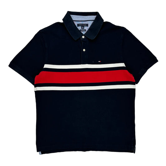 Tommy Hilfiger Striped Polo Shirt - XL Navy Cotton