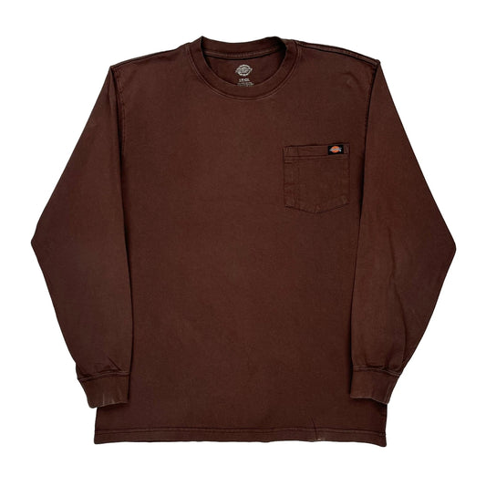 Dickies Long Sleeve T-Shirt - Large Brown Cotton