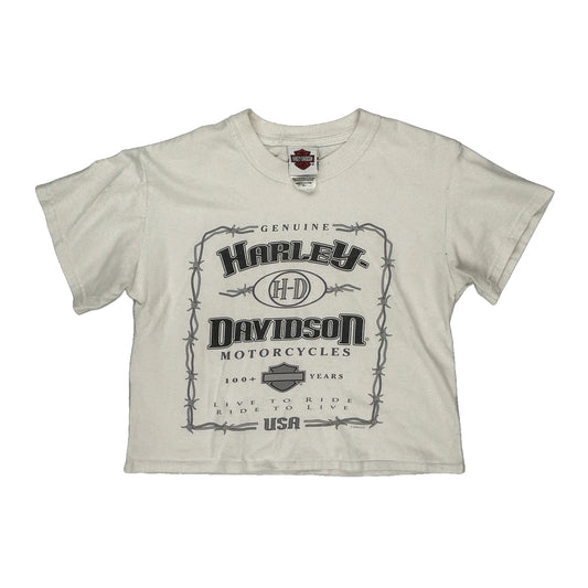 Las Vegas Harley Davidson Cropped T-Shirt - XL White Cotton