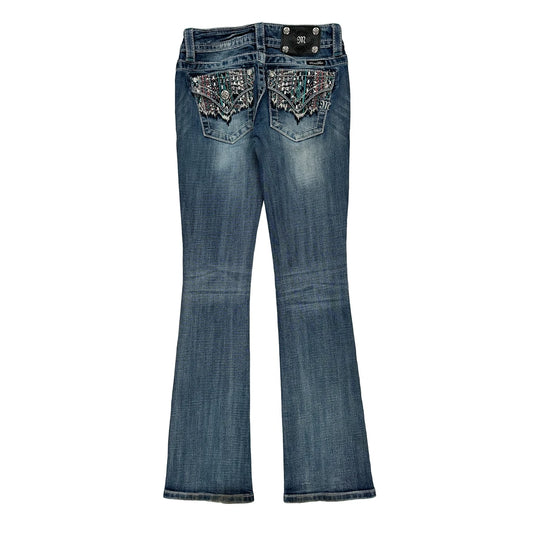 Miss Me Boot Cut Jeans - 26W UK 4 Blue Cotton