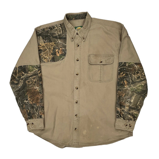 Cabelas Camo Flannel Shirt - XL Beige Cotton