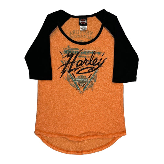 Harley Davidson Graphic Long Sleeve T-Shirt - Medium Black Cotton