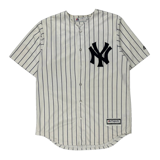 New York Yankees Majestic Striped Jersey - Medium White Polyester