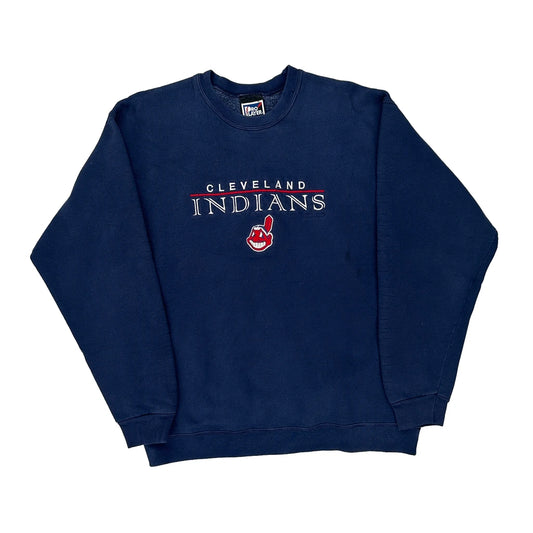 Cleveland Indians Pro Player Mlb Sweatshirt - Large Navy Cotton Blend