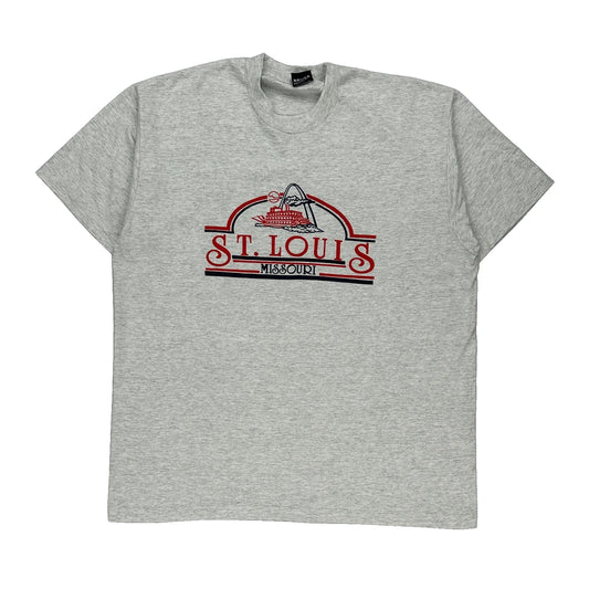 Single Stitch St. Louis Cardinals Screen Stars Mlb T-Shirt - 2XL Grey Cotton Blend