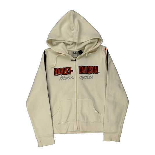 Harley Davidson Hoodie - Large Cream Cotton Blend