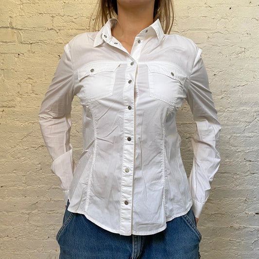 Vintage white Gf Ferre Shirt - womens medium