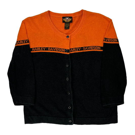 Harley Davidson Spellout Cardigan - Large Black Ramie