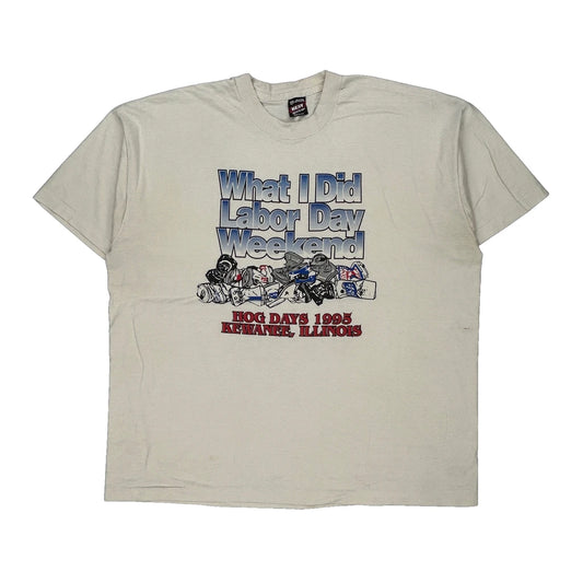 Fruit Of The Loom Single Stitch T-Shirt - 2XL Cream Cotton