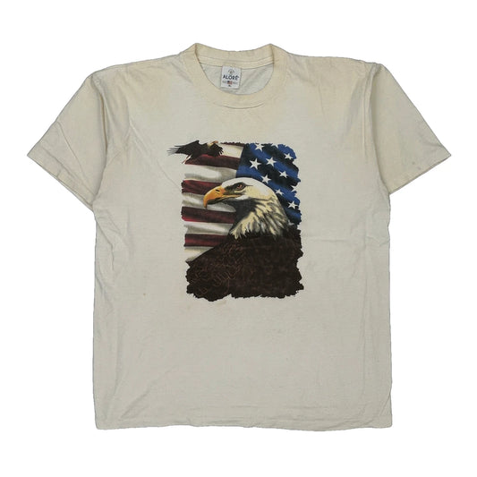 American Flag Alore Single Stitch T-Shirt - XL Cream Cotton