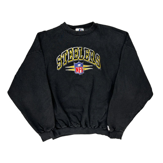 Made In USa Pittsburgh Steelers Logo Athletics Nfl Sweatshirt - XL Black Cotton Blend