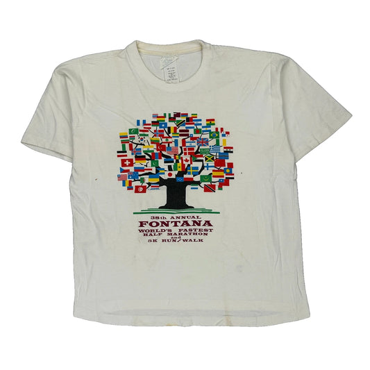 Fontana Marathon Unbranded Single Stitch T-Shirt - XL White Cotton