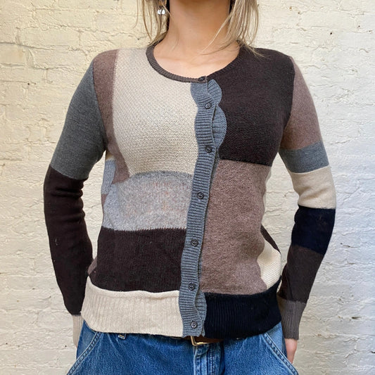 Vintage brown Patchwork Love Moschino Cardigan - womens small