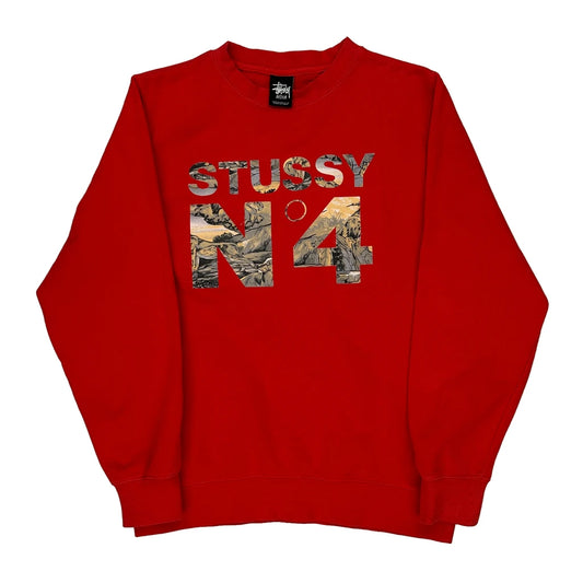 No 4 Stussy Sweatshirt - Medium Red Cotton