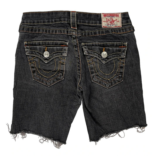 True Religion Denim Shorts - 26W UK 4 Dark Wash Cotton
