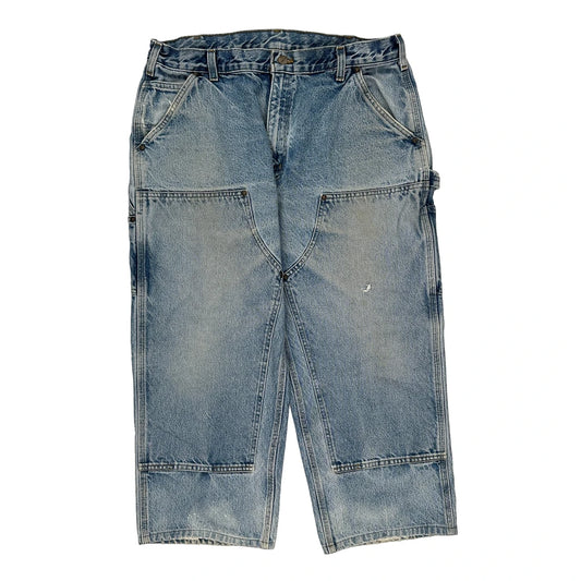 Carhartt Double Knee Carpenter Shorts - 36W 24L Light Wash Denim
