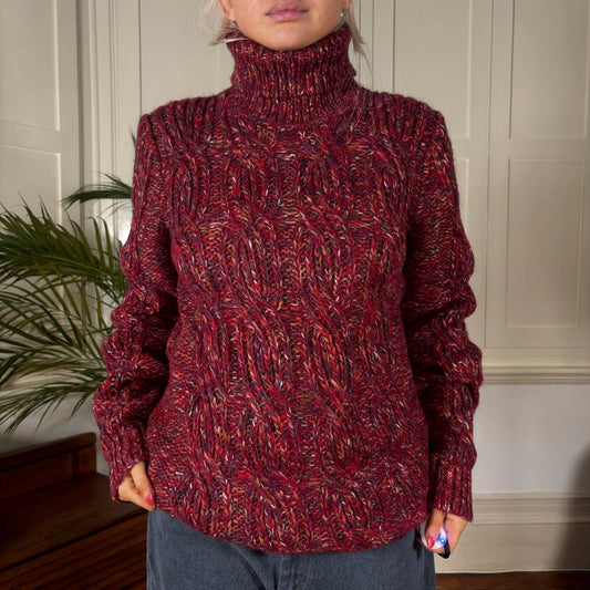 Vintage red Sisley Rollneck - womens medium