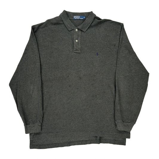 Polo By Ralph Lauren Long Sleeve Polo Shirt - XL Grey Cotton