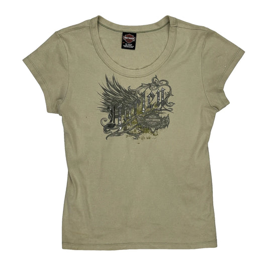 Harley Davidson Graphic T-Shirt - 2XL Beige Cotton