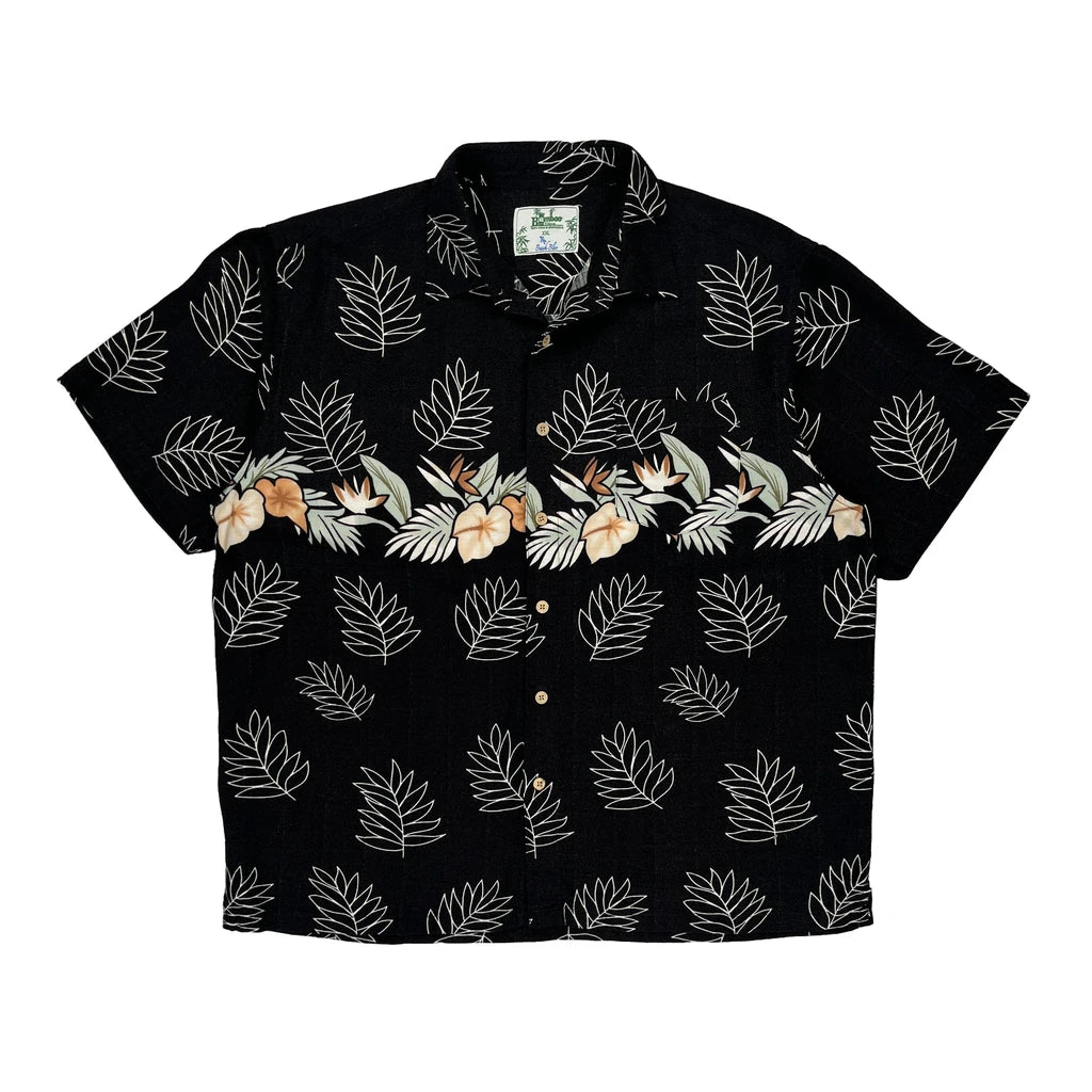 Mens Blue Black Tribal Hawaiian Shirt (Medium)