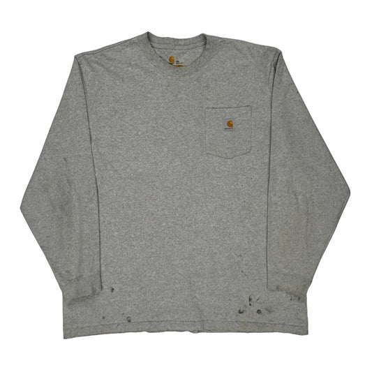 Carhartt Long Sleeve T-Shirt - 2XL Grey Cotton Blend