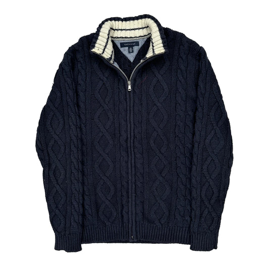 Tommy Hilfiger 1/4 Zip - Large Navy Cotton Blend