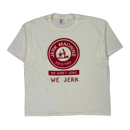 We Don'T Joke We Jerk Hanes Single Stitch T-Shirt - 2XL Cream Cotton Blend