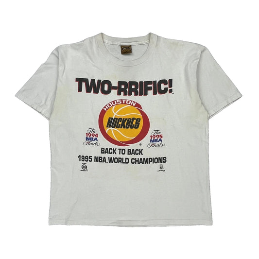 Made In USA Houston Rockets Nutmeg Nba T-Shirt - XL White Cotton