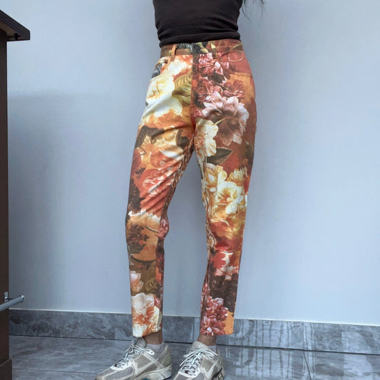 Moschino Jeans Floral Jeans - 27W UK 8 Orange Cotton