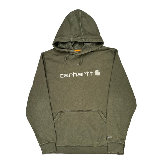 Carhartt Spellout Hoodie - XL Green Cotton Blend