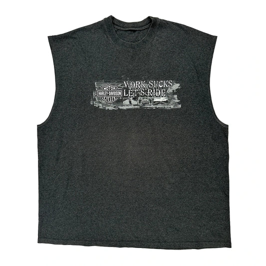 Harley Davidson Graphic T-Shirt - 3XL Grey Cotton