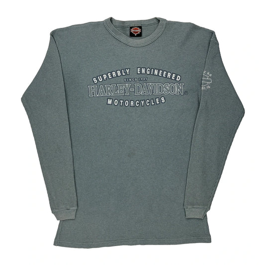 Harley Davidson Long Sleeve T-Shirt - Medium Grey Polyester Blend
