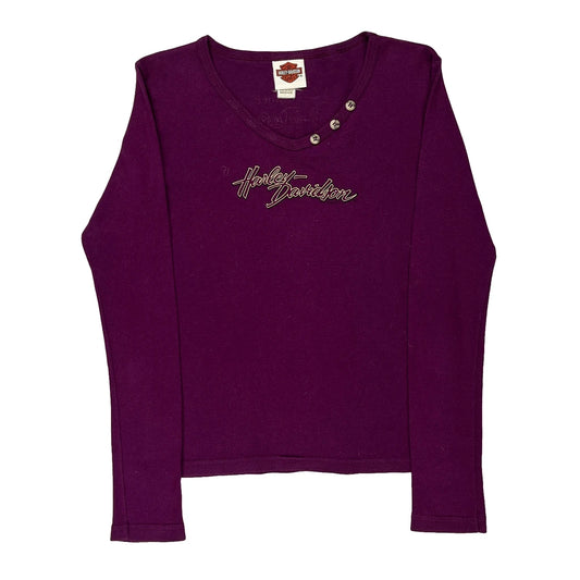 Harley Davidson Long Sleeve T-Shirt - Medium Purple Cotton