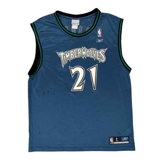 Timberwolves Reebok Nba Jersey - Large Blue Polyester