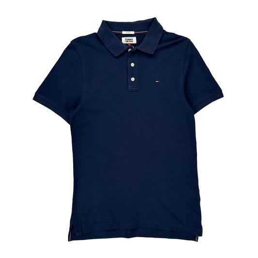 Tommy Jeans Slim Fit Polo Shirt - Small Navy Cotton