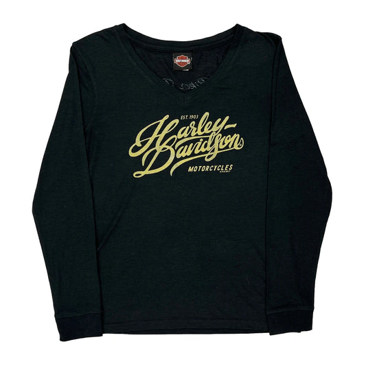 Harley Davidson Long Sleeve T-Shirt - Large Black Polyester