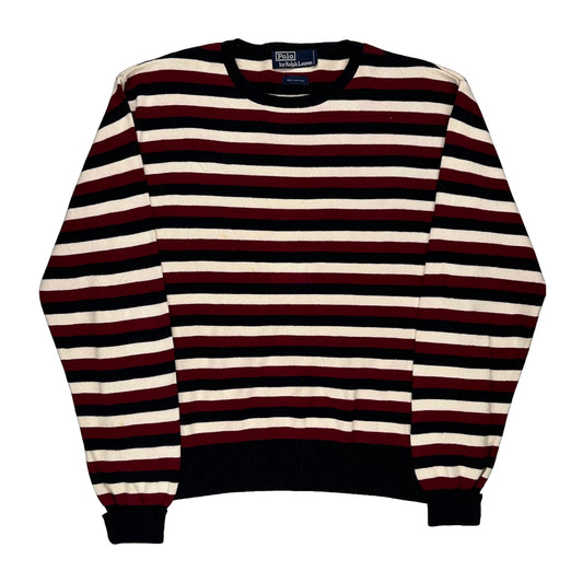 Polo By Ralph Lauren Striped Jumper - Large Black Cotton