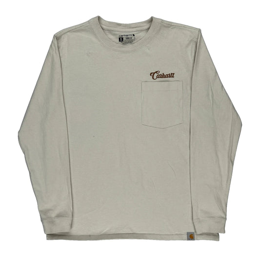 Carhartt Long Sleeve T-Shirt - Medium Cream Cotton