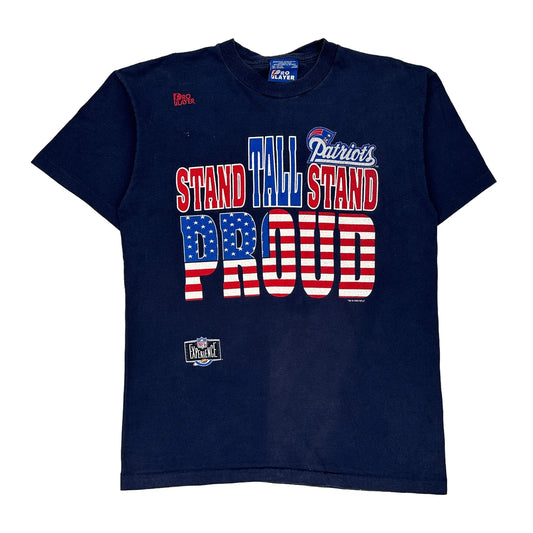 Patriots Pro Player Single Stitch T-Shirt - Large Navy Cotton