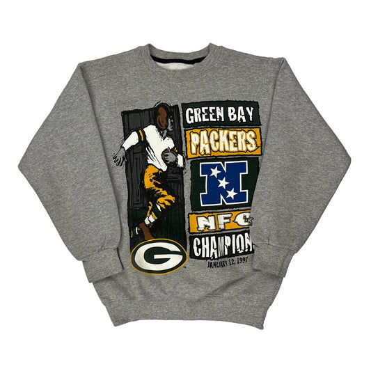 Made In USa Green Bay Packers Starter Nfl Sweatshirt - Large Grey Cotton Blend