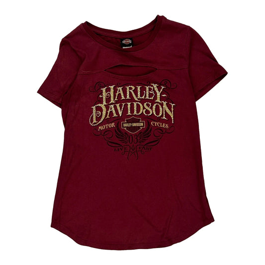 Harley Davidson T-Shirt - XS Burgundy Cotton