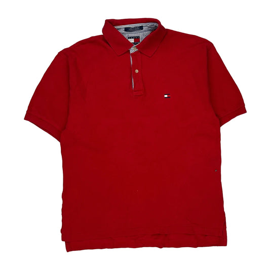 Tommy Hilfiger Polo Shirt - Large Red Cotton