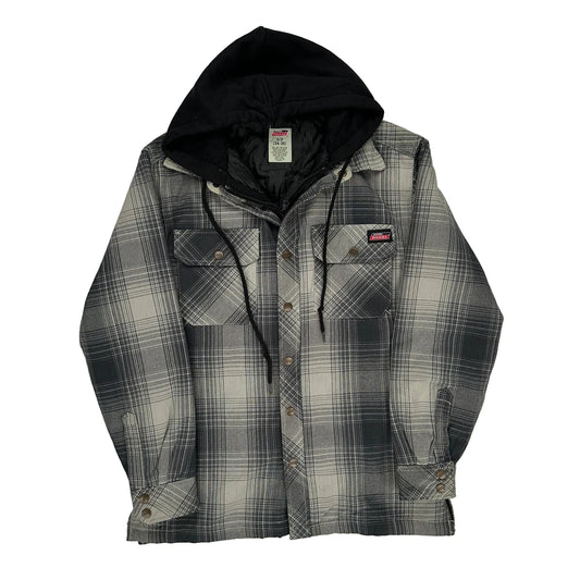 Dickies Checked Overshirt - Small Grey Cotton