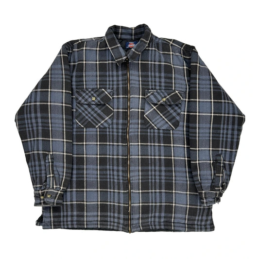 Dickies Checked Overshirt - XL Grey Cotton