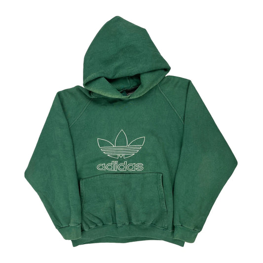 Trefoil Logo Adidas Hoodie - Large Green Cotton